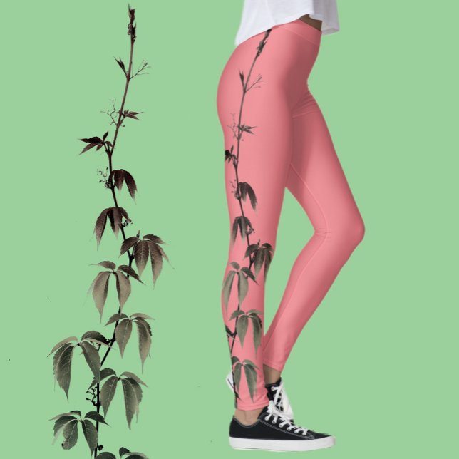 Leggings Hiedra Verde sobre Rosa Coral (Subido por el creador)
