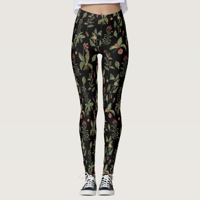 Leggings Hierba de Cottagecore negra (Anverso)