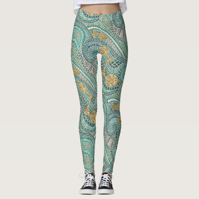 Leggings hierba de pescado de mosaico (Anverso)