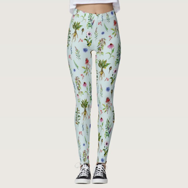 Leggings Hierbas Caprichosas sobre Verde Menta (Anverso)