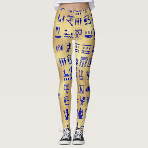 Leggings Hieroglíficos azules de Egipto sobre el oro