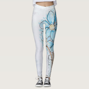 Leggings Hígado de Flor Azul