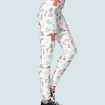 Leggings Hija Retro Escandinava<br><div class="desc">Este divertido diseño de estilo escandinavo es la manera perfecta de darle un toque de Hygge a su vida. Un cálido y acogedor diseño de invierno con toques rosa y verde sabio. Arte original de Nic Squirrell.</div>