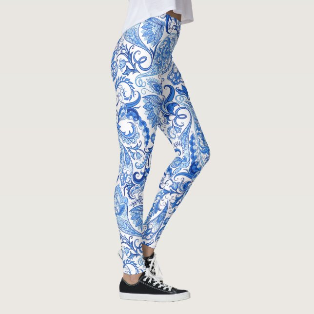 Leggings Hip Light Y Blue Dardo Floral Blanca Paisley Art (Derecha)