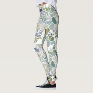Leggings Hip retro Verde azulado azul azul Taupe mosaico pa