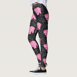 Leggings Hipótamo Rosa Cute Hippopótamo Cara Sonriente