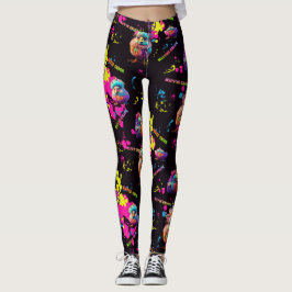 Leggings Hippie Chick Groovy Paint Splatt Colorful Boho