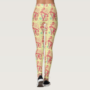 Leggings Hippie Groovy Love Rótulo Thunder_Cove