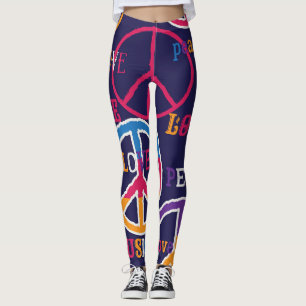 Leggings Hippie Peace: Vibrante Diseño de Símbolo.