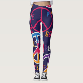 Leggings Hippie Peace: Vibrante Diseño de Símbolo.