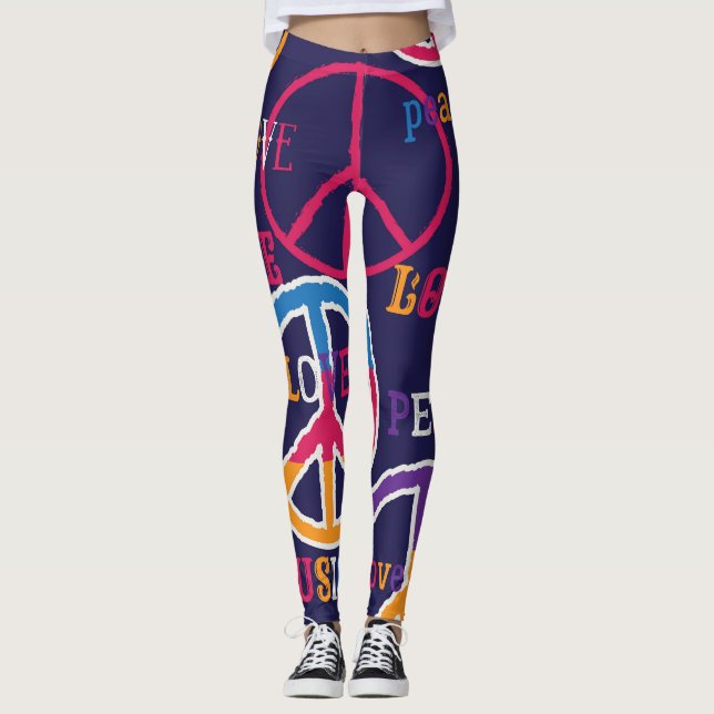 Leggings Hippie Peace: Vibrante Diseño de Símbolo. (Anverso)