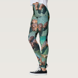 Leggings Hippos en juego: Un paraíso de estanques