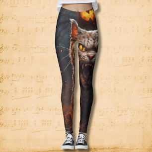 Leggings Hisses embrujados: El siniestro gato de Halloween