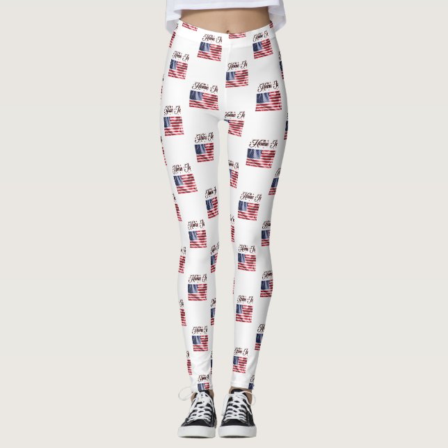 Leggings Hogar: Bandera de Estados Unidos Feliz 4 de Julio (Anverso)