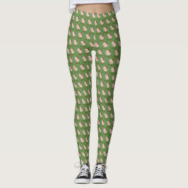 Leggings Hoggy Holidays Cute Pig llevando un Santa Hat