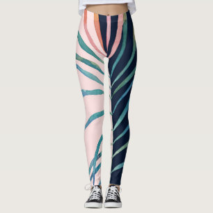 Leggings Hoja acuarela, huella natural abstracta.