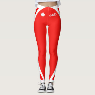 Leggings Hoja de arce canadiense en rojo (revertida)