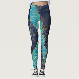 Leggings Hoja de Banana Dorada: Patrón de Lujo.