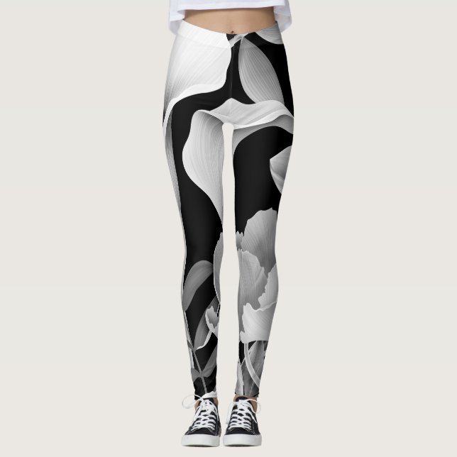 Leggings Hoja de Flor Tropical: Patrón sin Marea (Anverso)