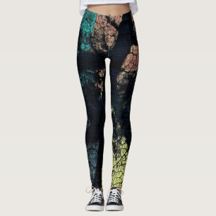 Leggings Hoja de Naranja amarillo turquesa elegante