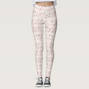 Leggings Hoja de notas musicales rosadas