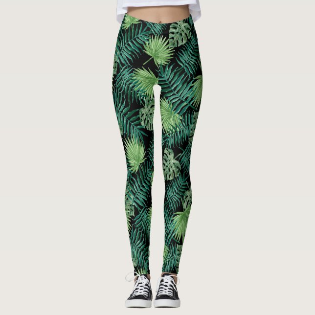 Leggings Hoja de palma tropical (Anverso)
