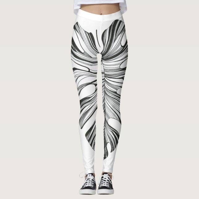 Leggings Hoja Monstera: Elemento Natural Tropical. (Anverso)