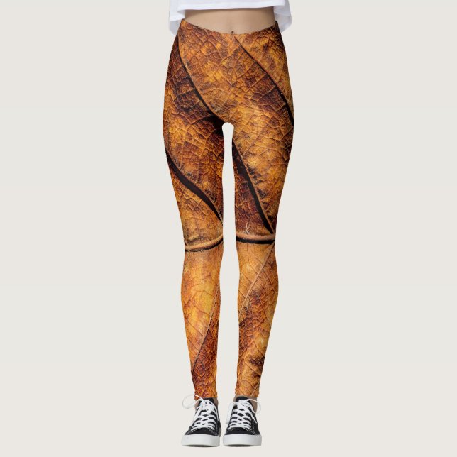 Leggings Hoja seca: fondo de textura natural. (Anverso)