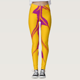Leggings Hoja violeta amarilla de estilo