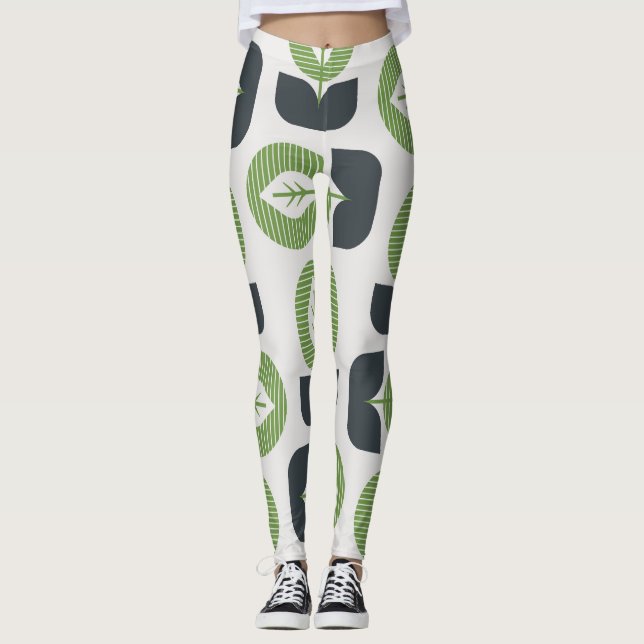 Leggings Hojas abstractas retro: estilo vintage sin foco (Anverso)