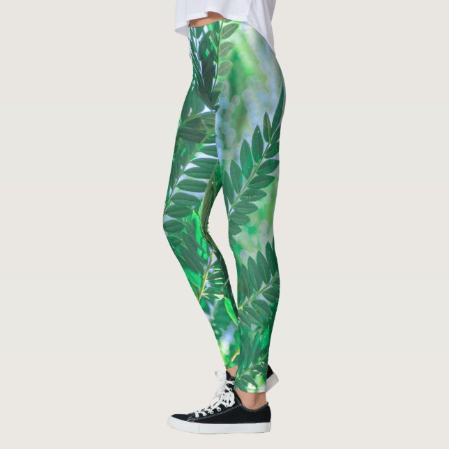 Leggings Hojas Árbol Jacaranda Colores Verdes (Izquierda)