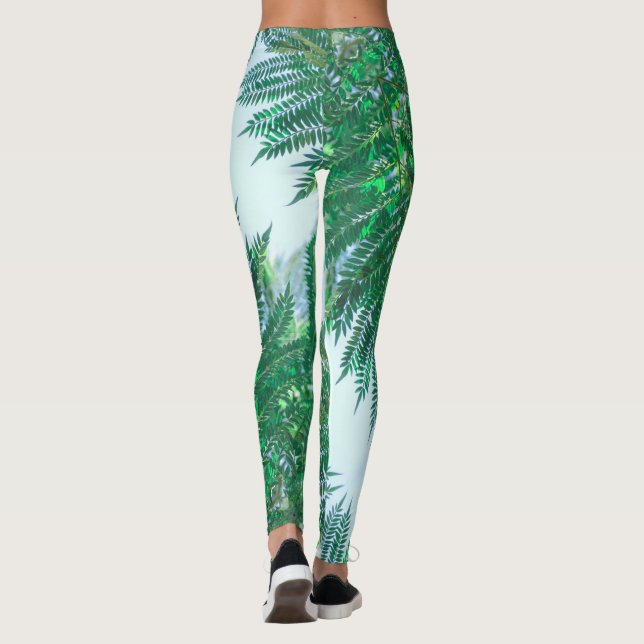 Leggings Hojas Árbol Jacaranda Colores Verdes (Reverso)