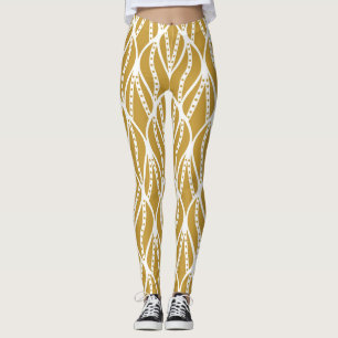 Leggings Hojas Art Deco, patrón clásico sin costuras.