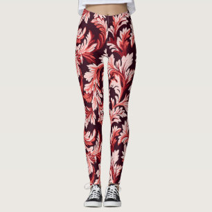 Leggings Hojas barrocas de espiral vintage, texturadas.