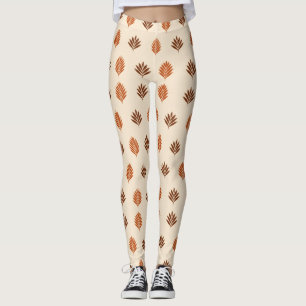 Leggings Hojas Beige y Marrones