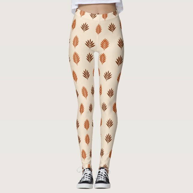 Leggings Hojas beige y marrones  (Anverso)