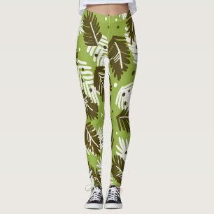 Leggings Hojas blancas verdes: Patrón de conferencia