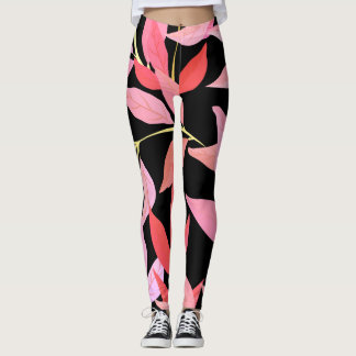 Leggings Hojas botánicas, colorido patrón sin costura.