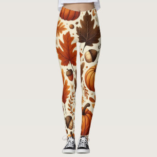 Leggings hojas/calabazas/bellotas clásicas Otoño