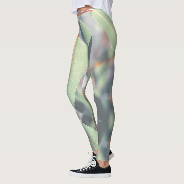 Leggings Hojas de árbol de eucalipto verde pálido (Izquierda)