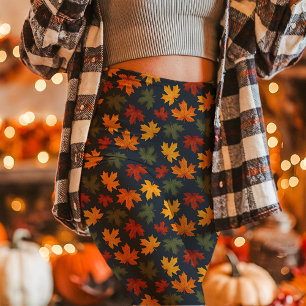 Leggings Hojas de Arce de Otoño Caídas Azul Marino