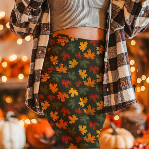 Leggings Hojas de Arce de Otoño Caídas Verdes