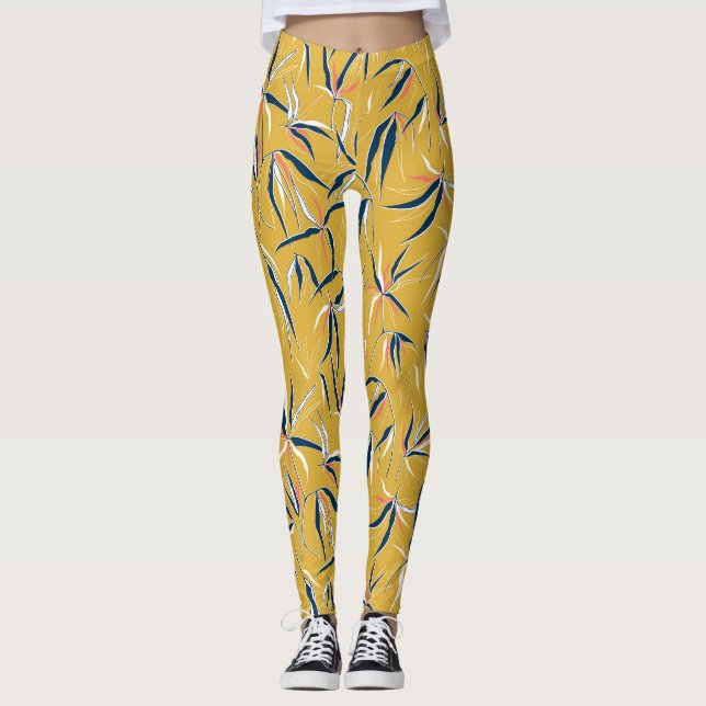 Leggings Hojas de bambú: patrón de cosecha de cosecha (Anverso)
