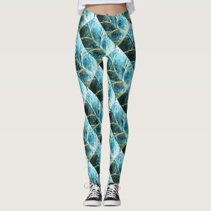 Leggings hojas de cobre diagonales verdigris