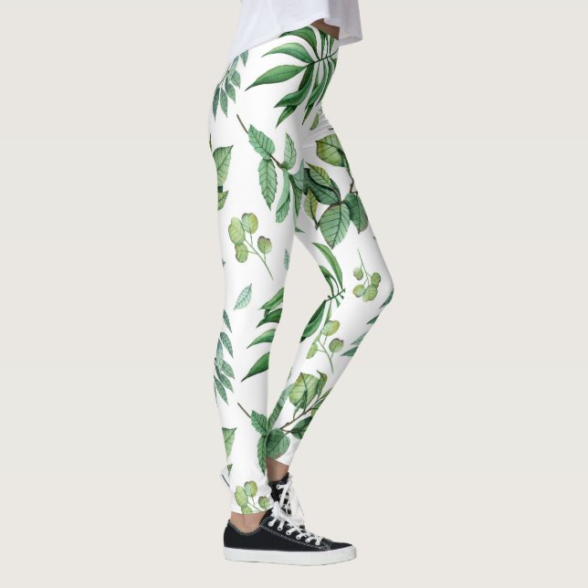 Leggings hojas de flores verdes chicas de la naturaleza (Derecha)