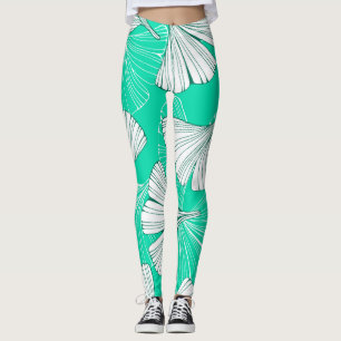 Leggings Hojas de Ginkgo biloba, patrón dibujado a mano