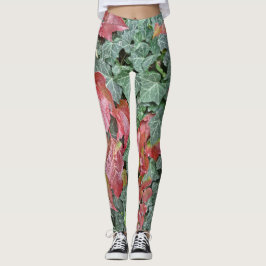 Leggings Hojas de hiedra verde roja otoño en temporada de o