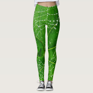Leggings Hojas de jardín verde de la web de arañas diseñada