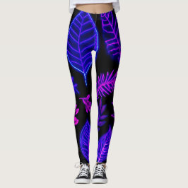 Leggings Hojas de neón en tonos rosa y púrpura