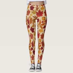 Leggings Hojas de otoño en beige